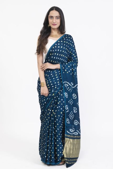 ‼️BLUE MODAL SILK BANDHANI SAREE‼️